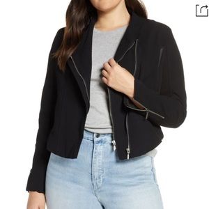 Blank NYC Mesh Detail Black Crepe Jacket